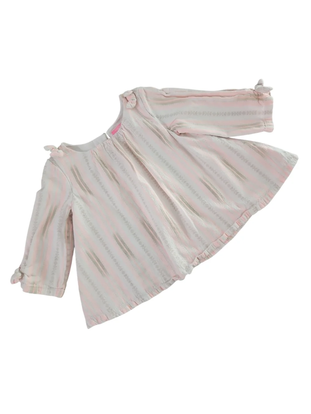 Isaac Mizrahi Pink and Cream Striped Girls' Tunic Size 4T Open Sleeve